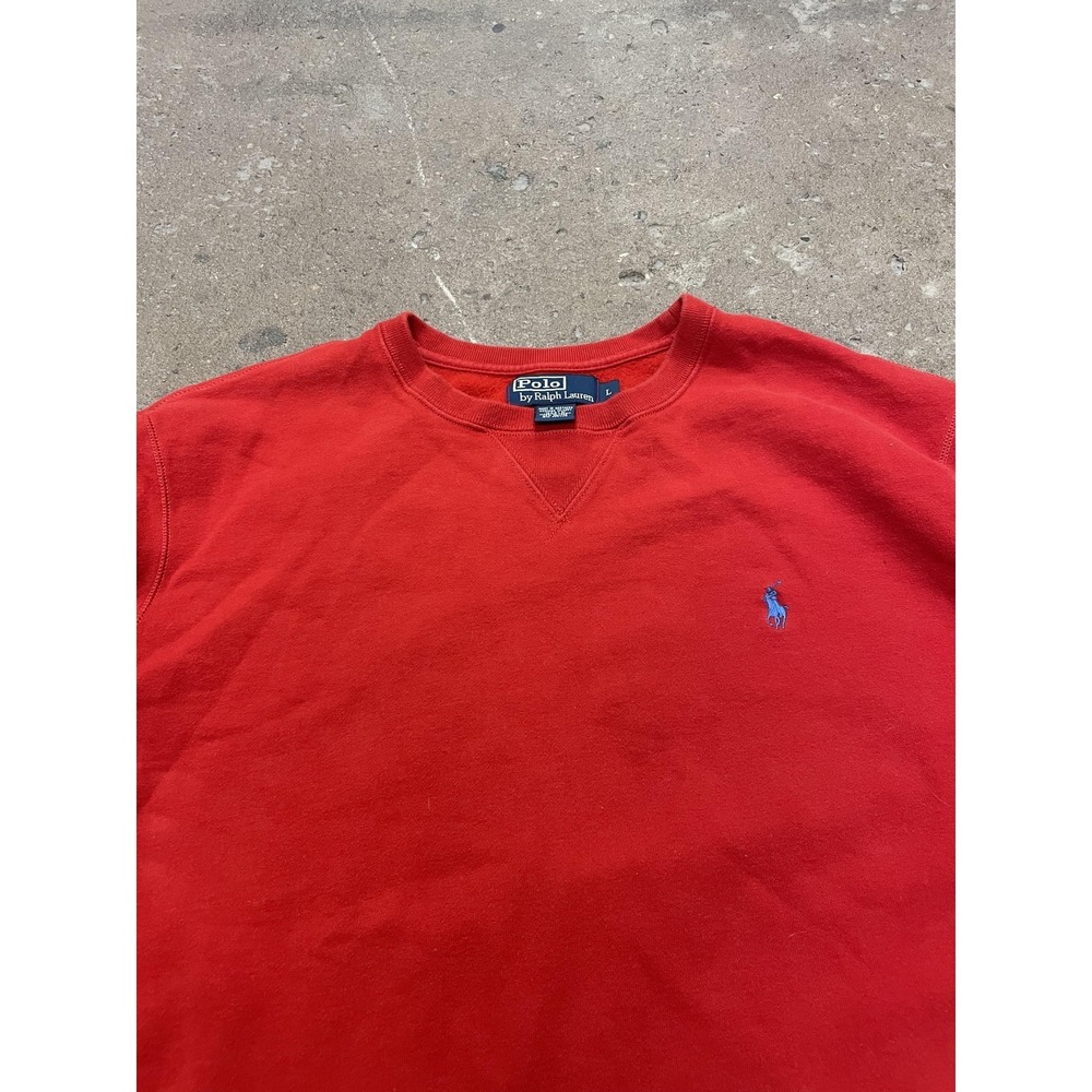 Polo Ralph Lauren Sweatshirt Mens Large Red Crewneck Pullover Blue Pony Made USA - Picture 4 of 16